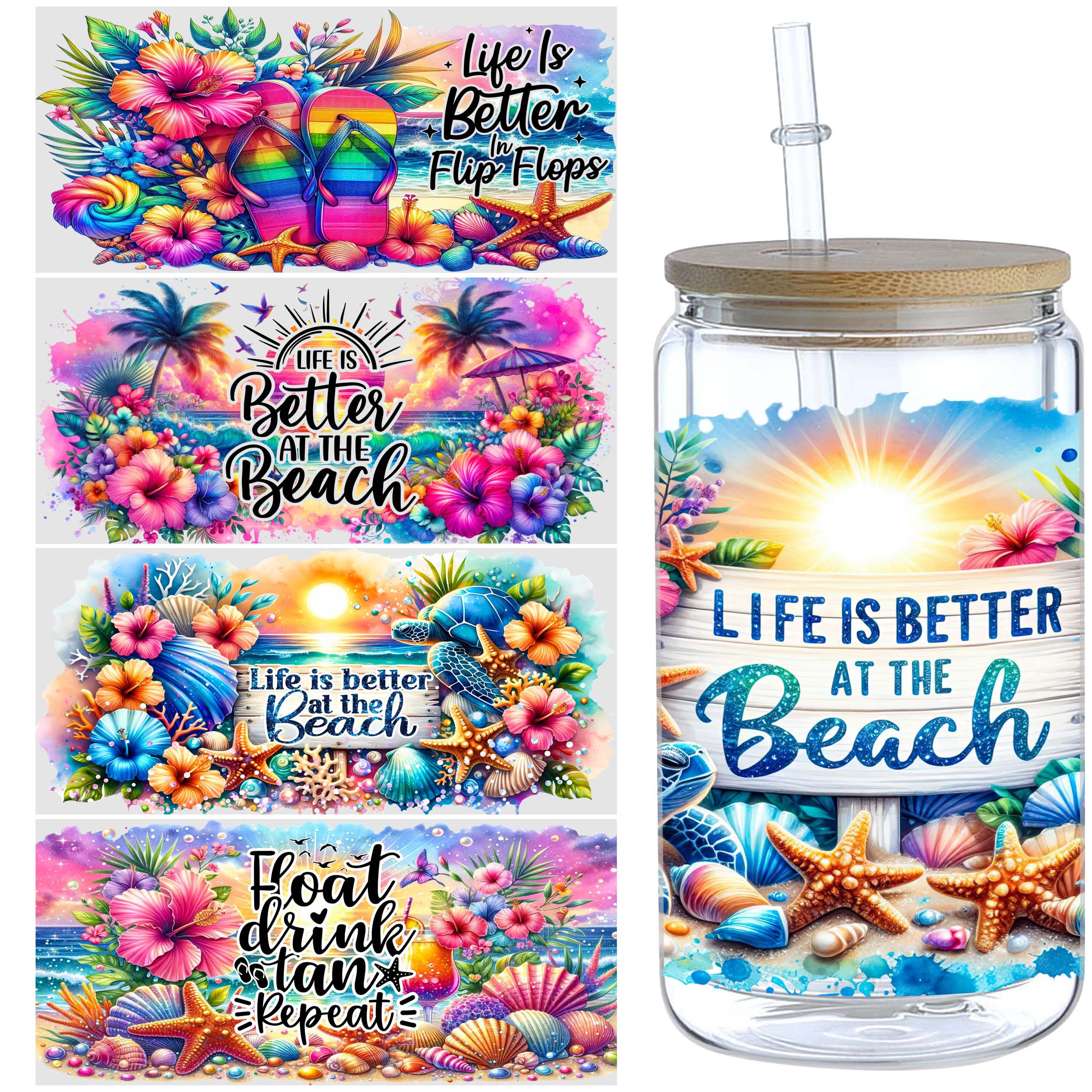 Rdta Tank Glass - 5 Sheets Seaside Beach for 16oz