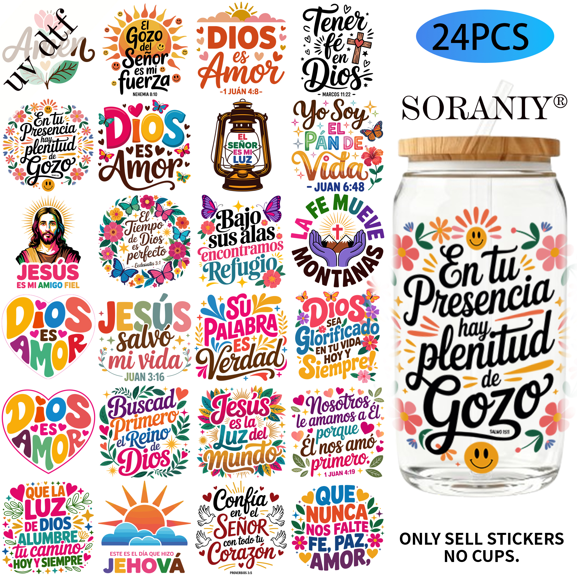 24PCS/Set Spanish Bible Verse  - đánh giá và giá Rdta Tank Glass
