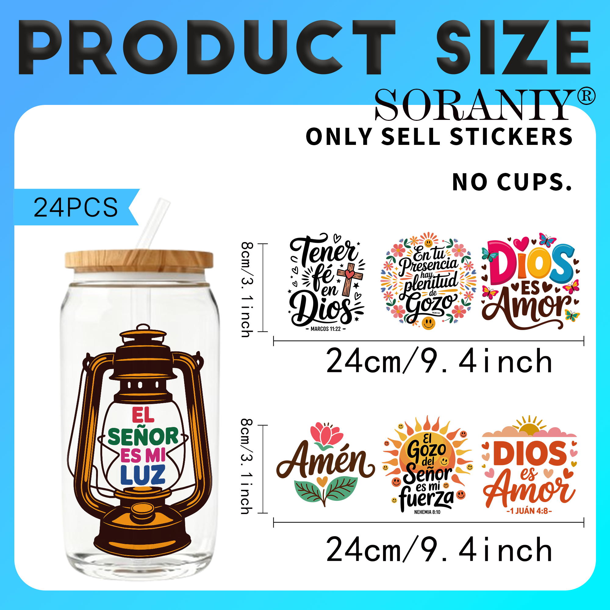 24PCS/Set Spanish Bible Verse  - đánh giá và giá Rdta Tank Glass