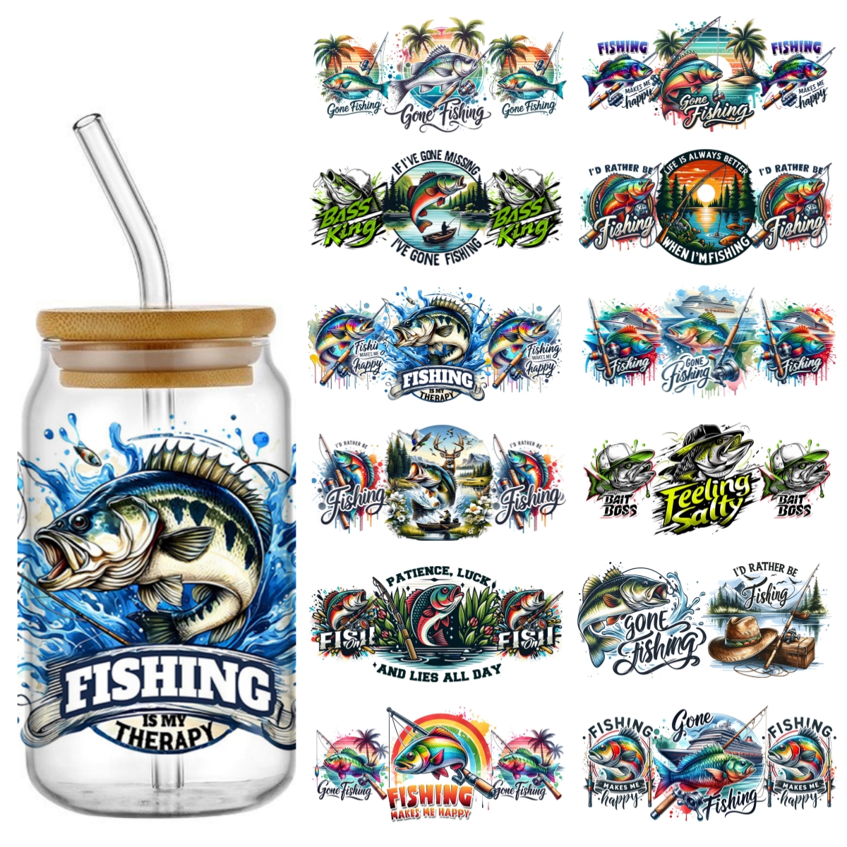 UV DTF Go Fishing Design Trans - đánh giá và giá Rdta Tank Glass
