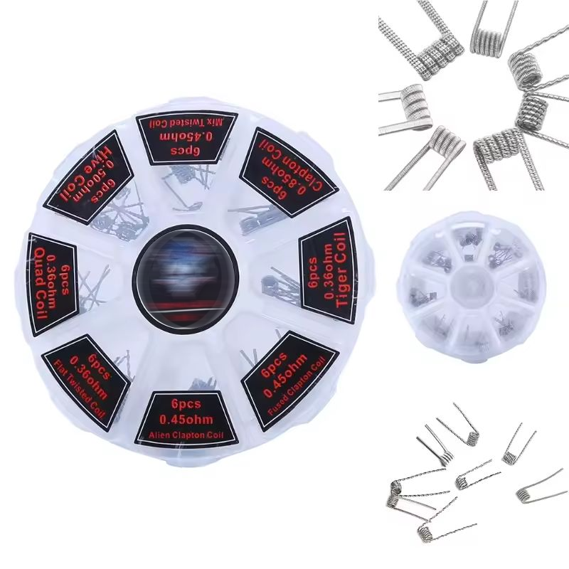 48Pcs/Set Pre Built Coils RTA  - đánh giá và giá Clapton Wire Pre Built